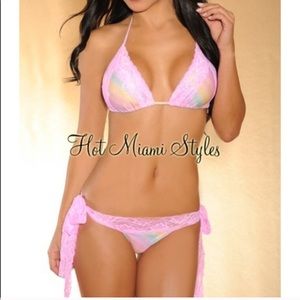 ❌SOLD❌Have Faith Pink Lace Bikini